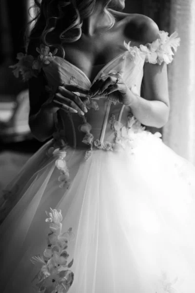 Belle Mariée Avec Bouquet Mariage — Photo