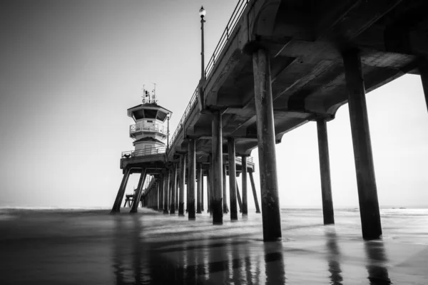 Black White Photo Pier Sea — Stock Photo, Image