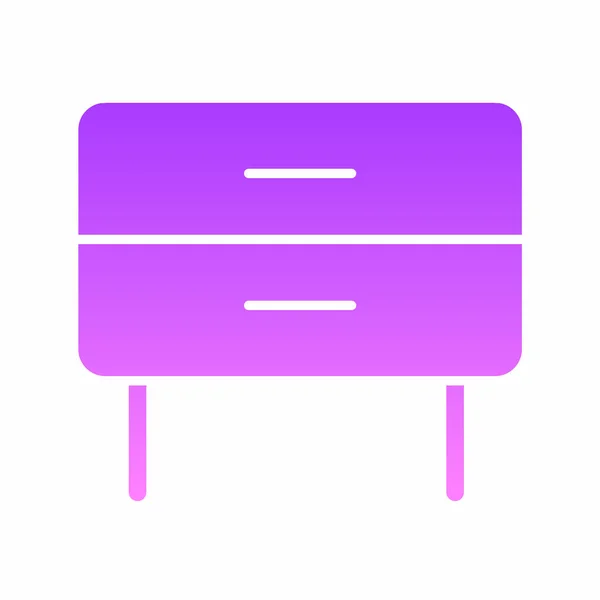 紫色木制桌子 抽屉图标隔离在白色背景上 矢量说明 — 图库照片