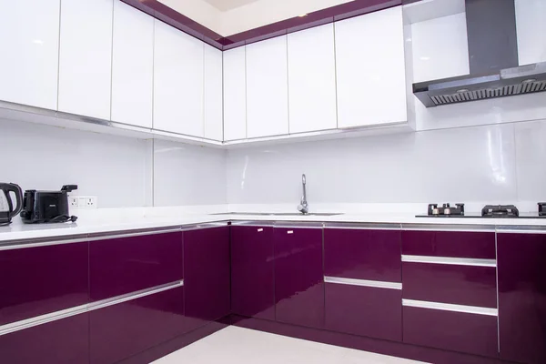 Modern Kitchen Interior White Walls — Stock Photo, Image