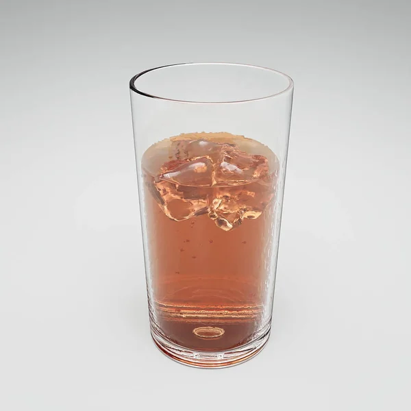 Glas Cola Med Isbitar Vit Bakgrund — Stockfoto