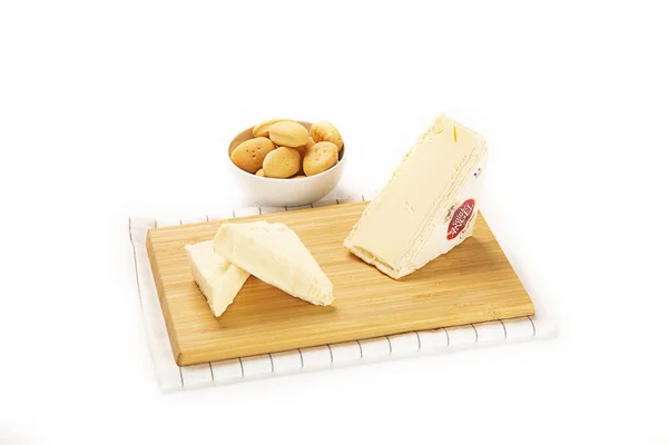 Sýr Chléb Bílém Pozadí — Stock fotografie