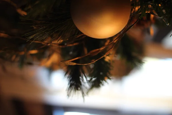Árbol Navidad Con Luces Fondo Ventana —  Fotos de Stock
