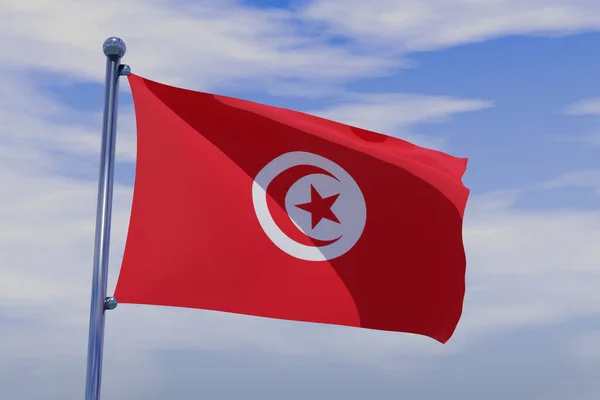 Zászló Tuniszia Integetett Szél Ellen — Stock Fotó