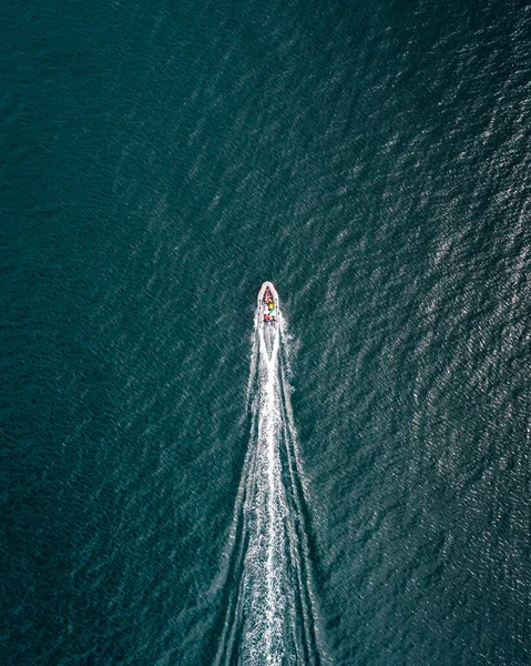 Vanuit Lucht Uitzicht Top Van Zee Met Boot — Stockfoto