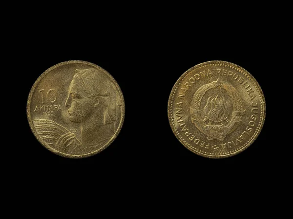 Одна Центова Монета Чорному Фоні — стокове фото
