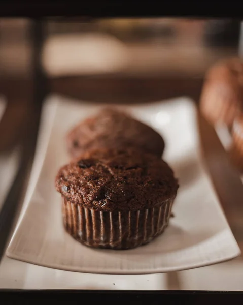 Muffin Chocolat Sur Table — Photo