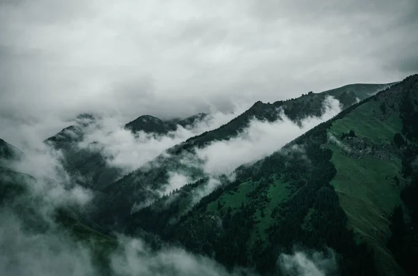 Vacker Utsikt Över Dimmiga Bergslandskap — Stockfoto