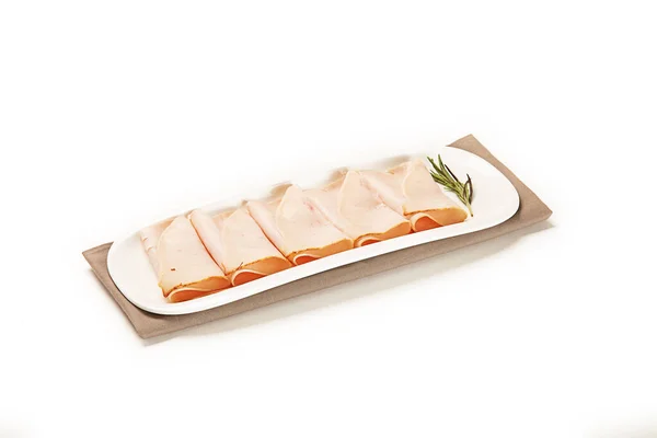 Sandwich Lezat Dengan Keju Dan Sayuran Latar Belakang Putih — Stok Foto