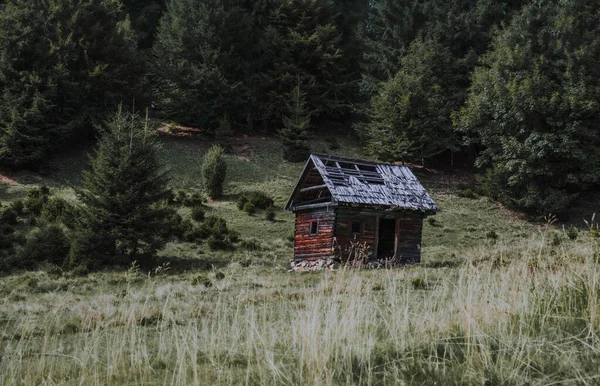 Dağlarda Eski Ahşap Bir — Stok fotoğraf