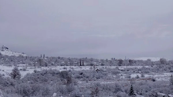 Красивый Зимний Пейзаж Снегом Фоне Природы — стоковое фото