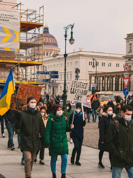 Fevereiro 2022 Fique Com Ucrânia Protesto Contra Guerra Ucrânia Vladimir — Fotografia de Stock