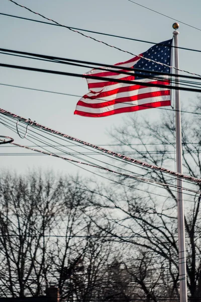 American Flag Background City — Stock Photo, Image