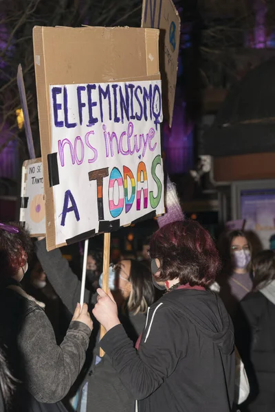 Espagne Mars 2020 Journée Internationale Femme Foule Protestataire — Photo