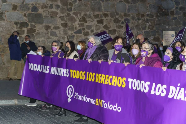 Espanha Março 2020 Dia Internacional Mulher Multidão Protestante — Fotografia de Stock