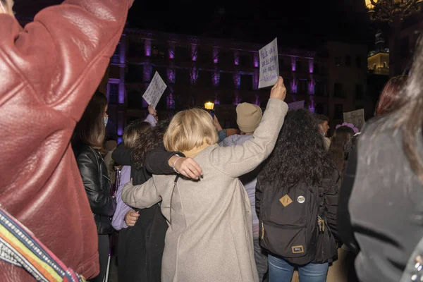 Spanyolország 2020 Március Nemzetközi Nőnap Tiltakozó Tömeg — Stock Fotó
