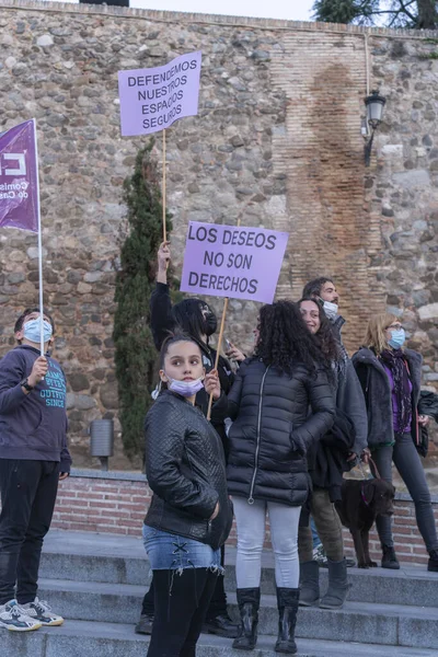 Spanyolország 2020 Március Nemzetközi Nőnap Tiltakozó Tömeg — Stock Fotó