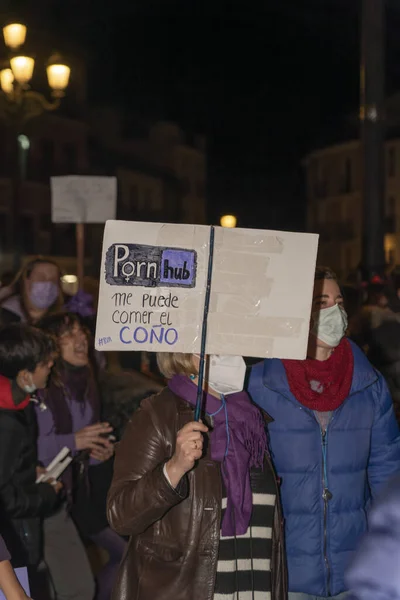 Spanien März 2020 Internationaler Frauentag Protestmenge — Stockfoto