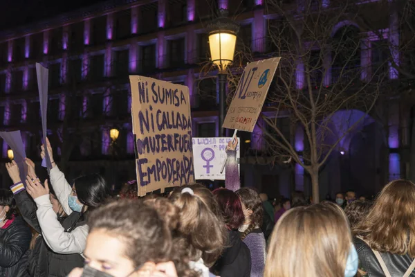 Spanien März 2020 Internationaler Frauentag Protestmenge — Stockfoto