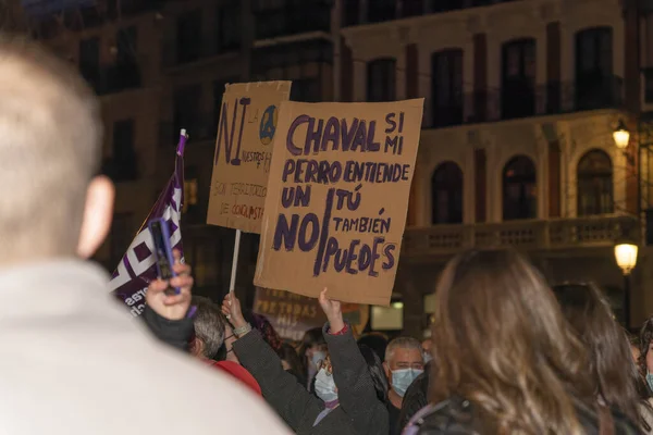Spanien Mars 2020 Internationella Kvinnodagen Protestgrupp — Stockfoto