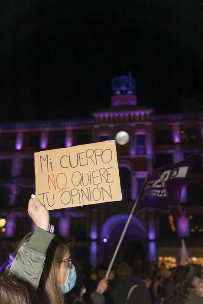 Испания Марта 2020 Года Международный Женский День Толпа Протестующих — стоковое фото