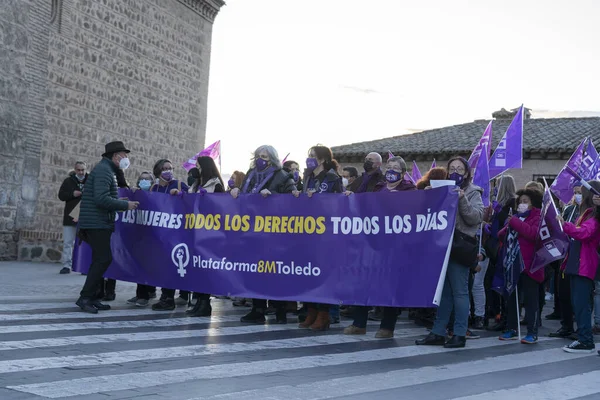 Espagne Mars 2020 Journée Internationale Femme Foule Protestataire — Photo