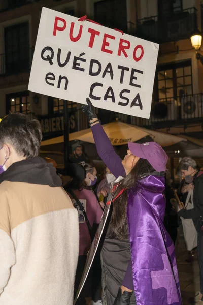 Spagna Marzo 2020 Giornata Internazionale Della Donna Pubblico Protesta — Foto Stock