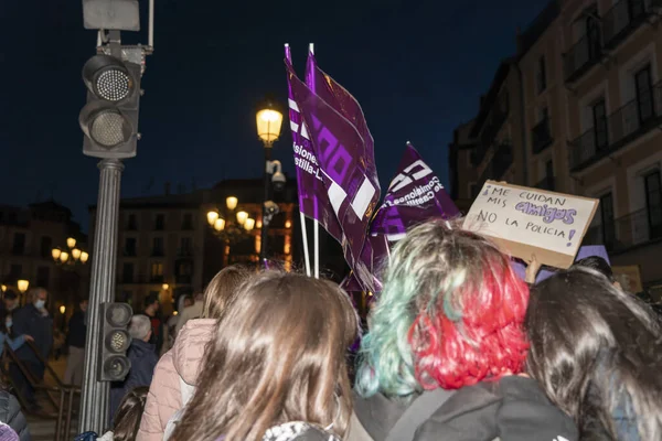 Espanha Março 2020 Dia Internacional Mulher Multidão Protestante — Fotografia de Stock