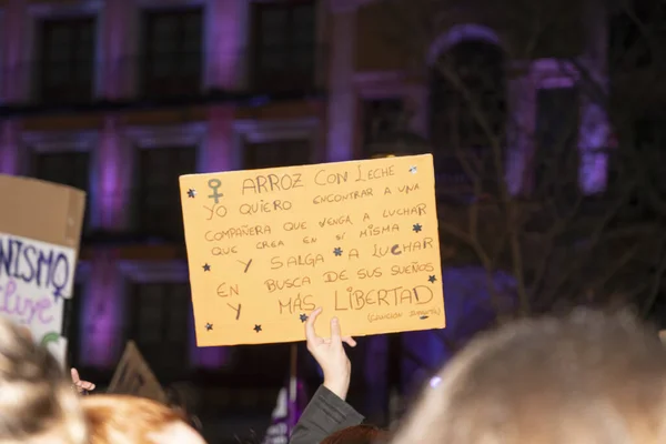 España Marzo 2020 Día Internacional Mujer Multitud Protesta —  Fotos de Stock