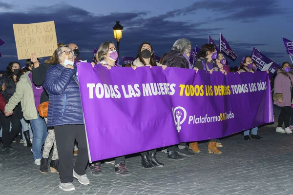 Španělsko Března 2020 Mezinárodní Den Žen Protestní Dav — Stock fotografie
