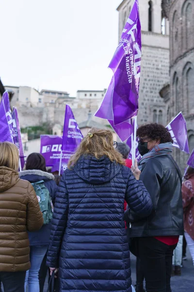 Espanha Março 2020 Dia Internacional Mulher Multidão Protestante — Fotografia de Stock