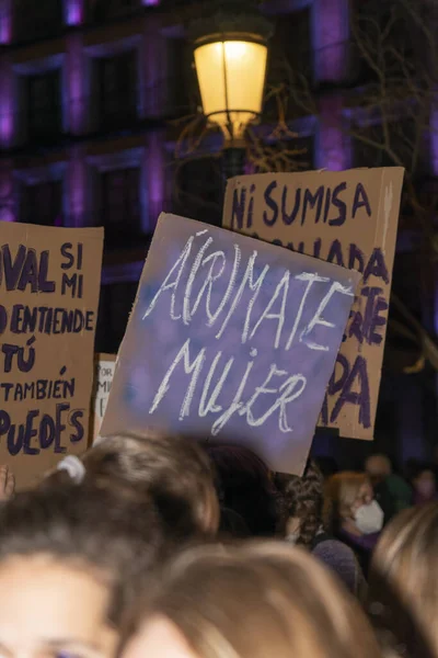 Espagne Mars 2020 Journée Internationale Femme Foule Protestataire — Photo