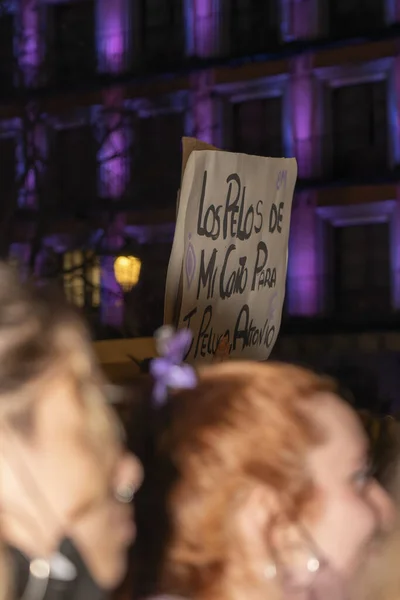 Espanha Março 2020 Dia Internacional Mulher Multidão Protestante — Fotografia de Stock