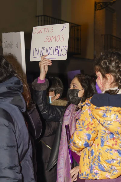 Espanha Março 2020 Dia Internacional Mulher Multidão Protestante — Fotografia de Stock