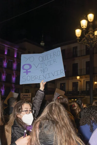 Spanien März 2020 Internationaler Frauentag Protestmenge — Stockfoto