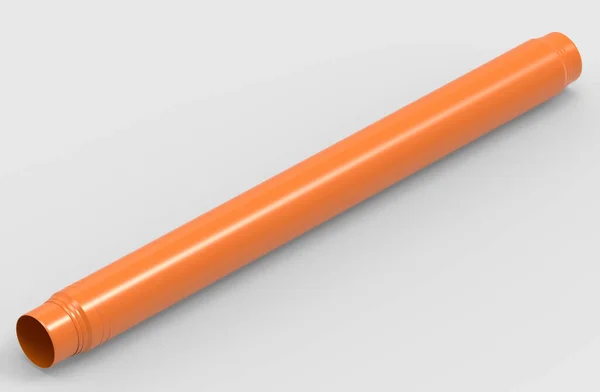 Plan Rapproché Seul Tube Plastique Orange Sur Fond Blanc — Photo