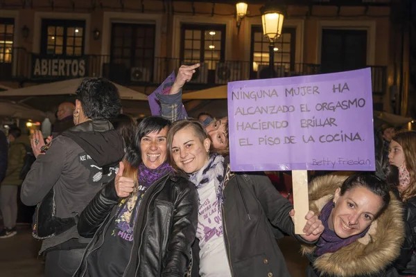 Espanha Março 2020 Dia Internacional Mulher Multidão Protestante — Fotografia de Stock