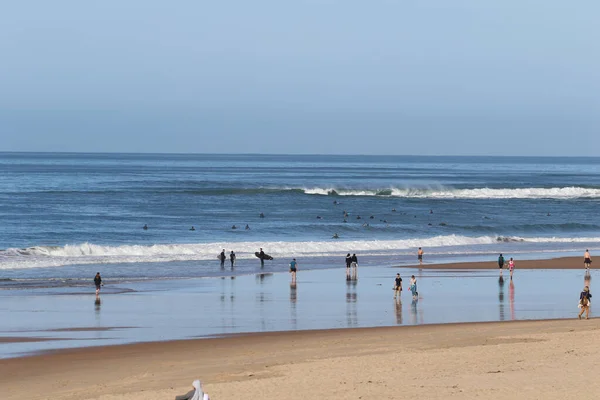 Bando Pessoas Andando Praia — Fotografia de Stock