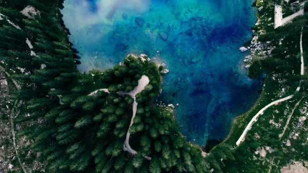Vanuit Lucht Uitzicht Het Bos Bergen — Stockfoto