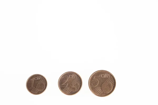 Монети Монета Євро Білому Тлі — стокове фото