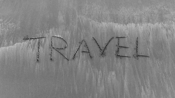 Word Travel Written Sand Background — Stock Photo, Image
