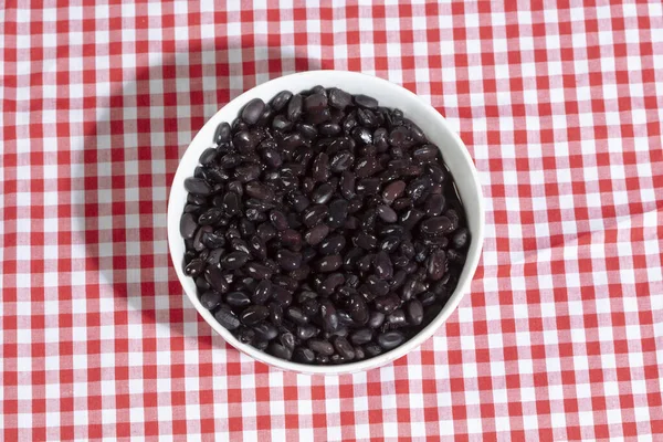 Haricots Noirs Dans Bol Sur Table — Photo