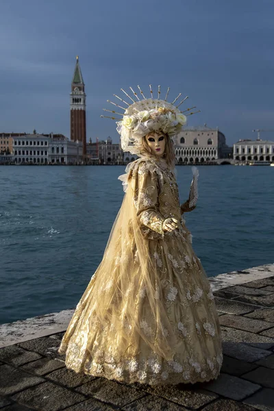 Kvinna Karneval Venetianska Lagunen — Stockfoto
