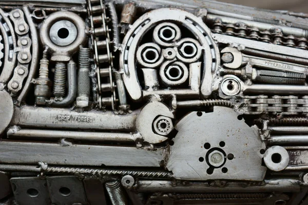 Engranajes Metal Sobre Fondo Azul Blanco — Foto de Stock