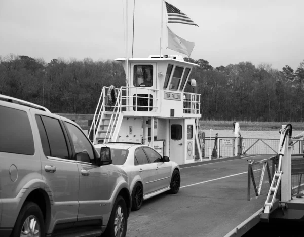 Foto Blanco Negro Los Coches Ferry — Foto de Stock