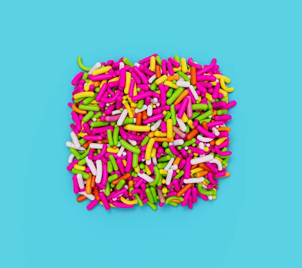 Colorful Candy Sprinkles Blue Background Top View — Stock Photo, Image