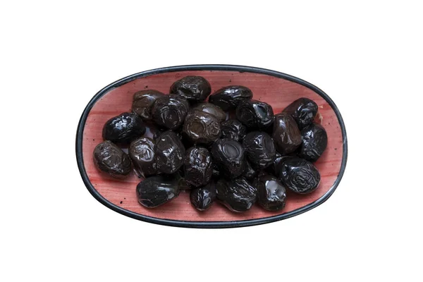 Černé Olivy Misce Izolované Bílém Pozadí — Stock fotografie