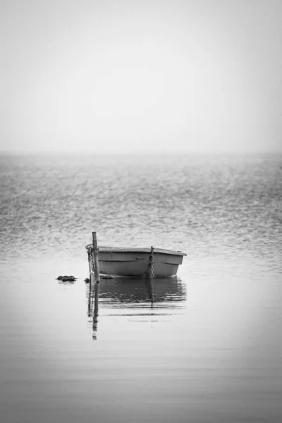 Barca Pesca Sul Lago Sullo Sfondo Della Natura — Foto Stock