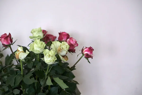 白色背景上美丽的玫瑰花束 — 图库照片