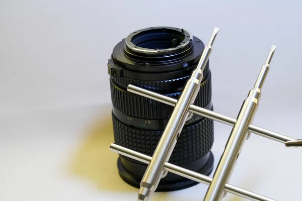 Detail Fotoaparátu Bílém Pozadí — Stock fotografie